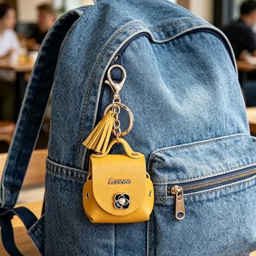 CRFFZ Earphones Organiser Bag Chain Faux Leather Keyring for Backpacks Schoolbag Purse Travel Earphone Bag — view 4