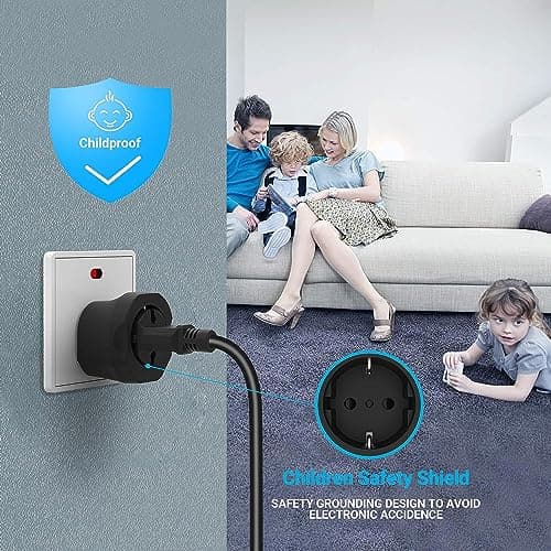 VINTAR EU to UK Plug Adapter 2 Pack, 2 Pin to 3 Pin Adapter Plug UK, Black — view 6