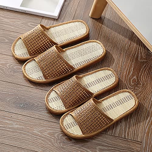 Unisex Bamboo Slippers - Breathable Woven Sandals, Eco-Friendly Indoor, Summer House Shoes, Lightweight Non-Slip Natural Straw, Casual Footwear — view 2