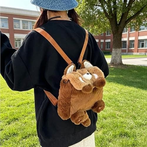AWYHAOYULA Cute Red Panda Plush Rucksack Backpack, Cartoon Fluffy Casual Daypack, Small Crossbody Convertible Gift Bookbag for Kids Teen Girls Daily Outdoor Use — view 5