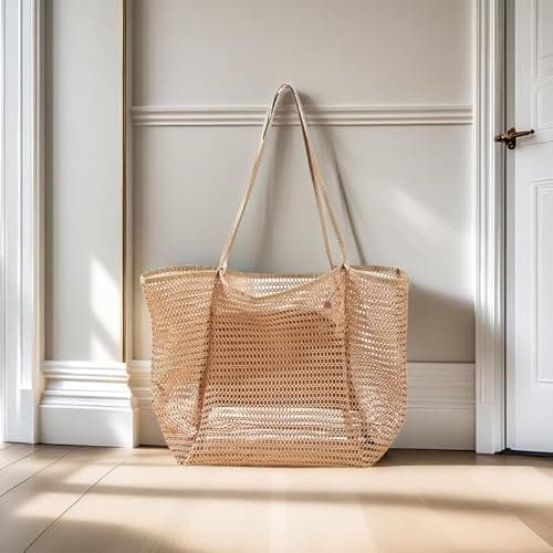 Womens Mesh Beach tote Bag - Foldable, Quick-Dry Tote with Zippered Pocket — view 3