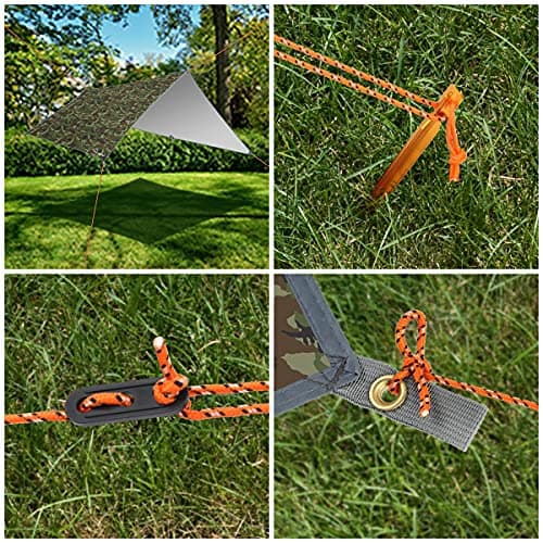 RYACO Hammock Rain Fly Tent Tarp, 3m x 3m Tarpaulin Portable Sunshade Lightweight Waterproof Groundsheet Windproof Camping gazebo Picnic Mat Anti UV Sun Shelter for Camping Travel Beach (Camo No.1) — view 3
