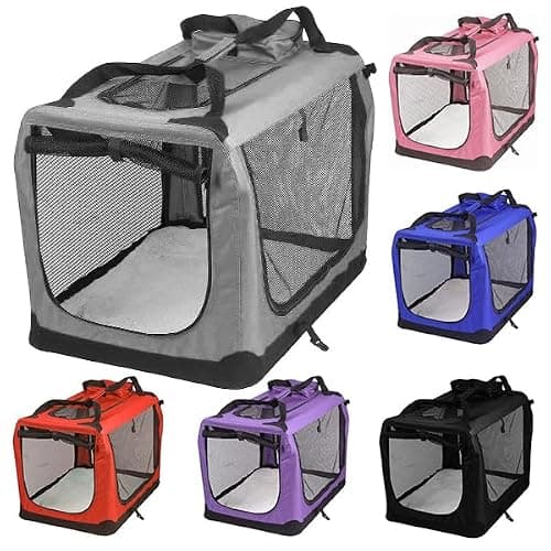 Petbarn Portable Soft Fabric Pet Carrier Folding Dog Cat Puppy Travel Transport Bag (Medium, Grey)