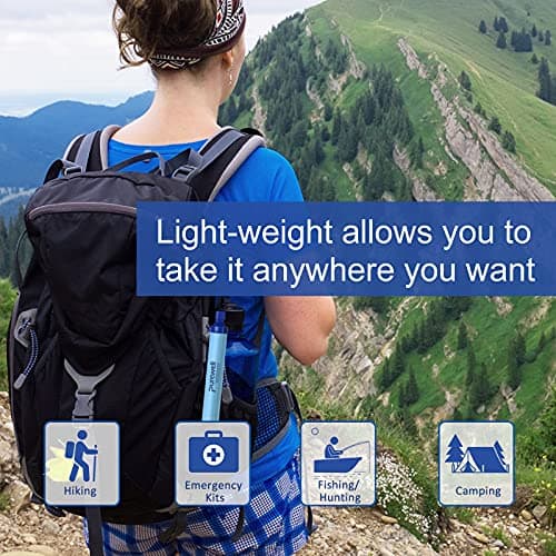 Purewell Outdoor Water Filter – 0.01 μm ultra-fine filter removes 99.99% of bacteria & heavy metals | 1500L filter capacity | Portable drinking water filter with neck strap for survival & outdoor — view 6