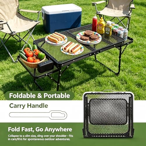 FERNVALE Portable Folding Picnic Table with Storage Drawers, Lightweight Aluminum Alloy Garden Picnic Table, Outdoor Camping Table for BBQ, Beach, Hiking, Coffee, RV & Travel Use — view 5
