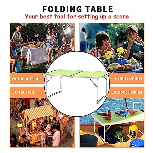 Folding Table Lightweight Extra Strength Camping Buffet Trestle for Indoor Outdoor, Aluminum Tube & MDF Foldaway, Aluminium Folding Table for Wedding Market Garden Party Picnic — view 4