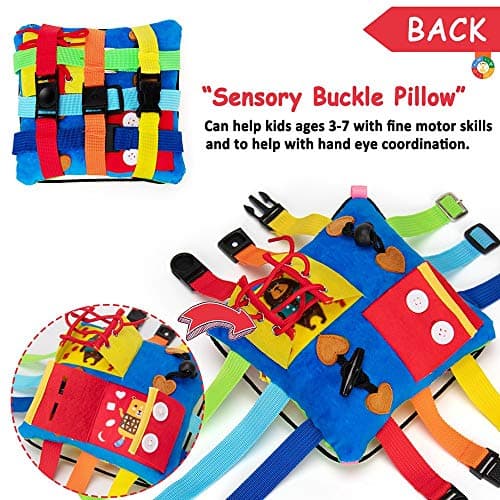 Sensory Pillow Buckle Pillow Toy,Travel Toys for Toddler Buckle Stuffed Toy — view 2