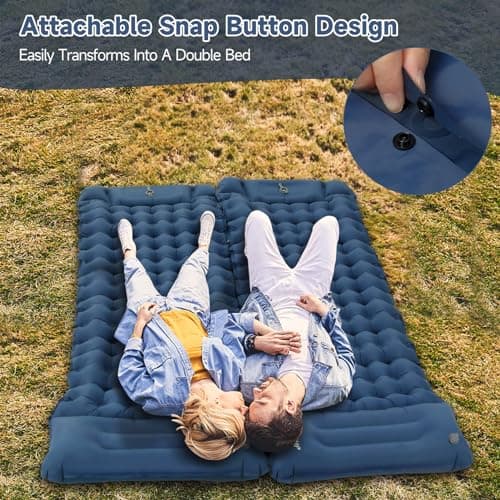 Aptliton Inflating Sleeping Pad for Camping, 10cm Thickness Camping Mat with Built-in Foot Pump, Inflatable Sleeping Mat with Pillow Waterproof for Backpacking, Camping, Hiking, Blue — view 5