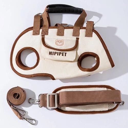 HIPIPET Dog Carrier Backpack, Portable Pet Shoulder Bag with Leash, for Small Dogs 1.8-8.2 kg, Beige (Brown, S)