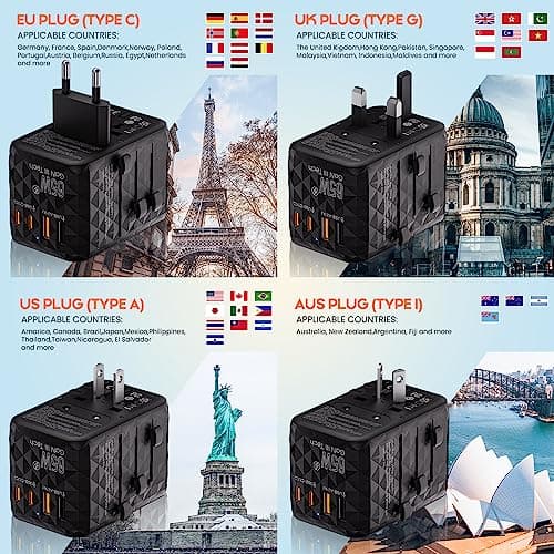 Bigfish Universal Travel Adapter, 65W GaN USB Charger, 3Fast Charging Ports — view 3