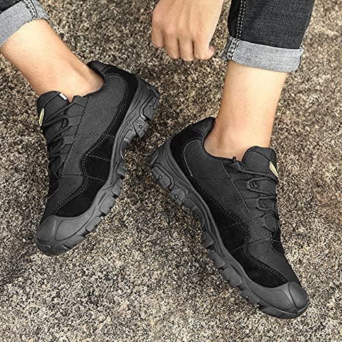 LZQpearl Men's Trekking & Hiking Shoes, Outdoor Walking Shoes for All-season, Lightweight Low Top Sports Shoes, Climbing, Travelling, Fishing Camping, Running (Black,38 (UK 5.5)) — view 4