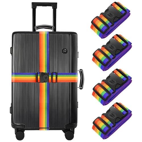 BILIONE 4 Pcs Luggage Straps for Suitcases Strap Lockable Suitcase Belts