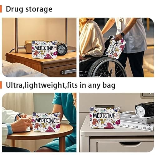 ShiQiao Spl Medical Storage Bag for Travel Meds Medicine Organiser Pouch with Zipper Medicine Bag for Women Men Portable First Aid Organiser for Travel Camping Home — view 4