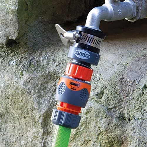 Amig - Universal Hose Adapter | with Stainless Steel Butterfly Screw | Compatible with Most Taps | ABS Plastic and Rubber | Orange and Grey — view 4