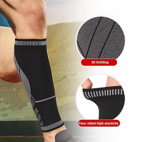 Atan Elastic Calf Compression Sleeve for Men & Women | Footless Medical Compression Socks | Ventilation Calf Brace for Pain Relief, Sports Recovery, Cycling, Travelling, Gym Calf Guards (S) — view 4