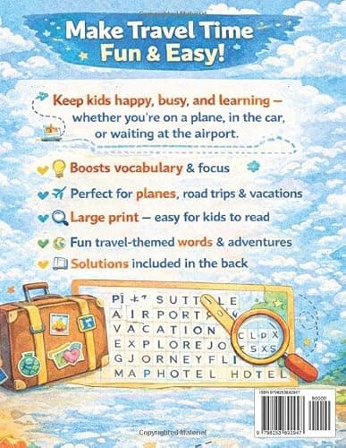 Kids Travel Word Search: 60 Fun Puzzles for Road Trips, Flights, and Adventures | Large Print Activity Book for Kids Ages 6–10 | Screen-Free Travel Entertainment (Kids Travel Activities) — view 2