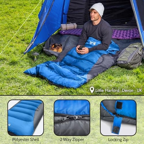Trail Alpine 400 XL Sleeping Bag with Hood, 230cm x 100cm, Blue — view 5