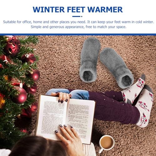 BAZEITFLOW USB Electric Heat Shoes with Plush Boot Design Rechargeable Foot Warmer for Men Winter Heating Shoes for Home Office Travel Use Comfortable Warmth for Cold Feet — view 4