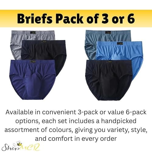 ShopMCR Pack of 3 or 6 Mens Classic Sports Soft Cotton Underwear Ribbed Slips Briefs Underpants (6pk, M) — view 5