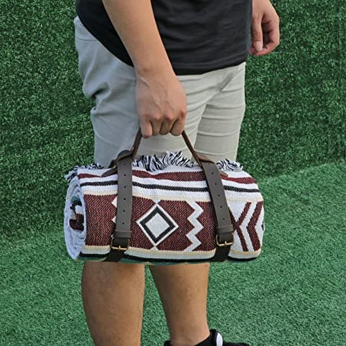 Leather Picnic Blanket Carry Strap for Outdoor Camping Travel Rug Carrier — view 6