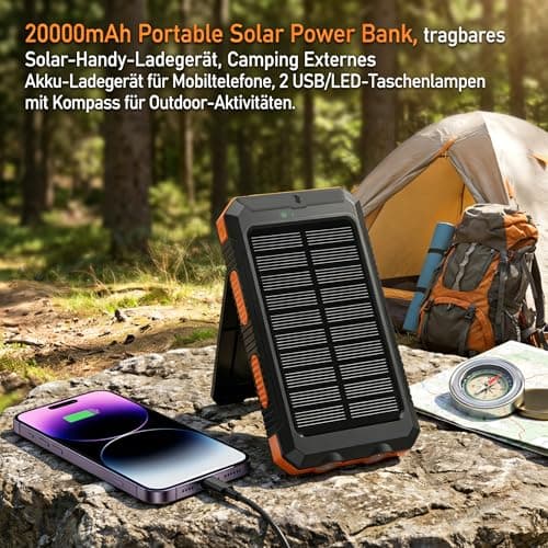 xxsmile Solar Power Bank 20000mAh, Waterproof USB-C External Battery — view 4
