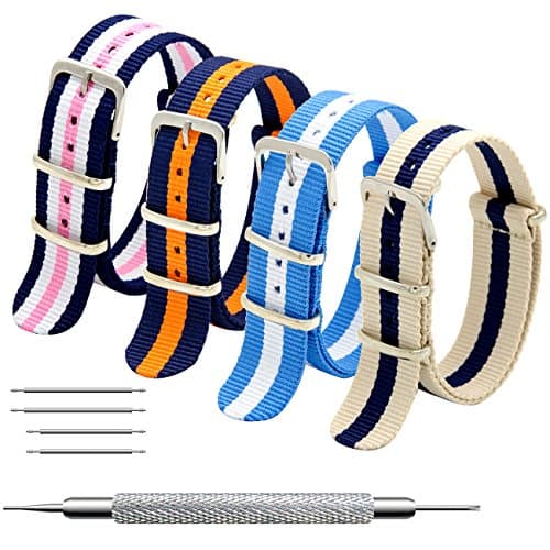 MEGALITH Nylon Watch Strap 4-Pack: One-Piece Multi-Color Replacement Band