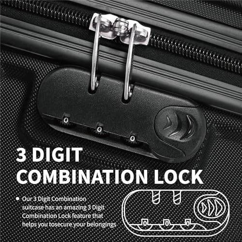 FLYMAX 56x45x25 British Airways EasyJet Cabin Bag Carry on Suitcase Hand Luiggage Exact FIT Hard Shell Cabin Suitcase Only 3kg + 3 Digit Lock + Telescopic Handle Lightweight 4 Wheel Suitcase 57 Litre — view 5