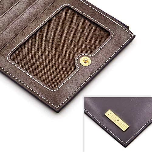 Women's Genuine Leather RFID Blocking Wallet Credit Card Holder, Gray — view 5