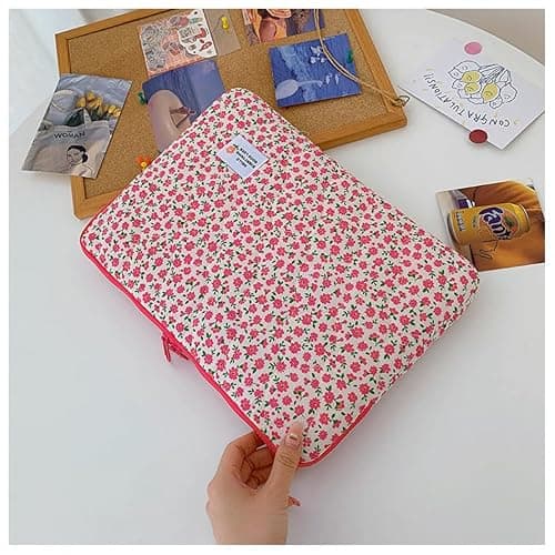 Large Flower Laptop Sleeve Computer Bag Floral Protective Soft Padded Computer Carrying Case Zipper Cover Notebook Bag (#2) — view 5