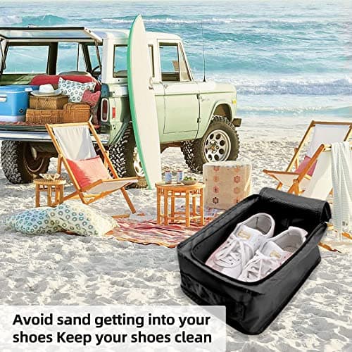2 Pack Travel Shoe Bag Shoes Organizer, Foldable Waterproof Small Shoe Bags Storage Organizer Shoe Pouch with Zipper, Portable Carrier Bag Travel Bags Organiser (Black) — view 5