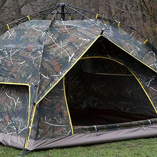2-3 Man Person Easy to Set Up Automatic Water Resistant Pop Up Tent Double Layer Camping Fishing Shelter & Compact Travel Carry Bag (Camo) — view 5