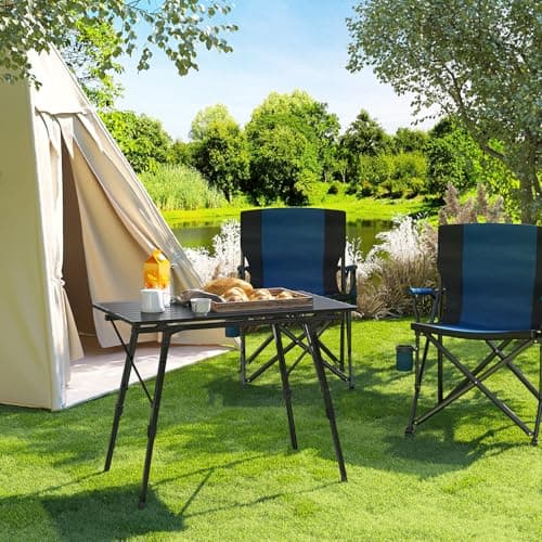 WOLTU Folding Camping Table Height Adjustable 90x52x (45-69) cm, Black — view 2