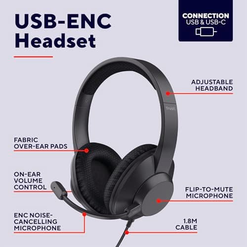 Trust Ayda Max Over-Ear USB PC Headset with ENC Noise Cancelling Microphone — view 2