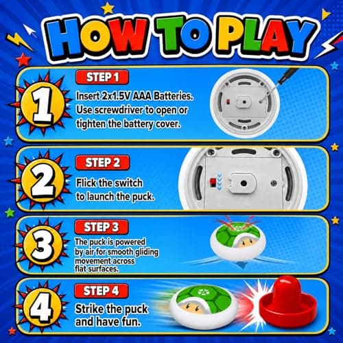 Glückpa Super Bro Tabletop Air Hockey Game with Hover Puck and 2 Paddles — view 6