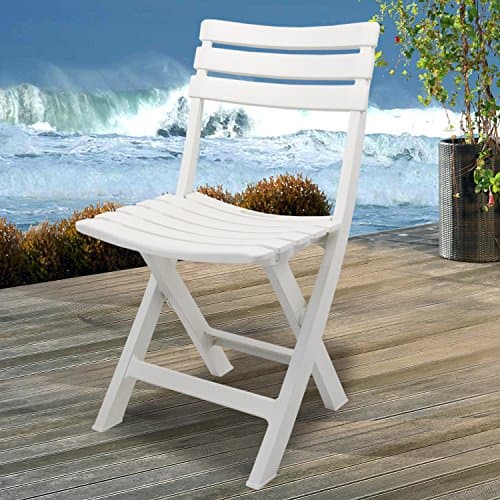 Garden Stool Camping Chair Folding Chair Folding Garden Furniture Patio Set Camping Plastic – White — view 2