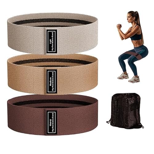 S.ROMZA Fabric Resistance Bands for Working Out Elastic Exercise Band Squats Fabric Exercise Bands for Legs and Butt Pilates,Yoga,Male and Female Fitness Resistance Bands (Beige/Khaki/Brown)