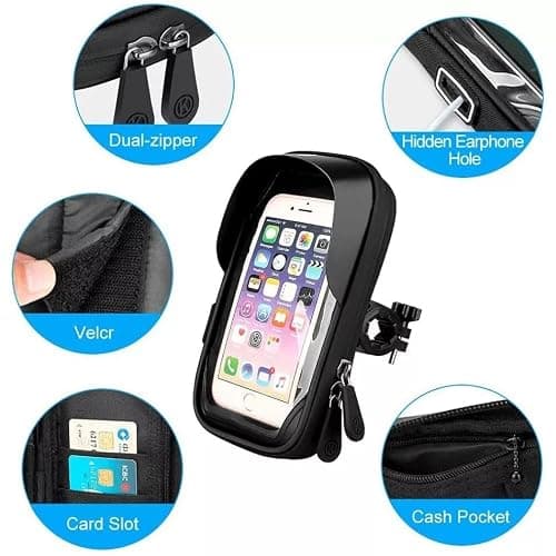 ORCO 360° Rotatable Waterproof Bike Phone Holder – Universal Bicycle Handlebar Bag with Sun Visor & Sensitive TPU Touch Screen – Large Capacity Cycle Frame Pouch for iPhone 15/14/13, Galaxy, up to 6.5 — view 4