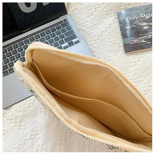 Large Flower Laptop Sleeve Computer Bag Floral Protective Soft Padded Computer Carrying Case Zipper Cover Notebook Bag (#2) — view 4