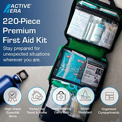 220 Piece Premium First Aid Kit Bag - Includes 2 x Cold (Ice) Packs and Emergency Blanket for Home, Office, Car, Caravan, Workplace, Travel and Sports — view 2