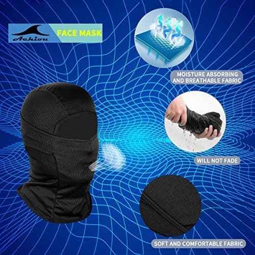 Achiou Balaclava Face Mask, Ski Mask UV Protector Lightweight for Motorcycle Cycling Running Black — view 2