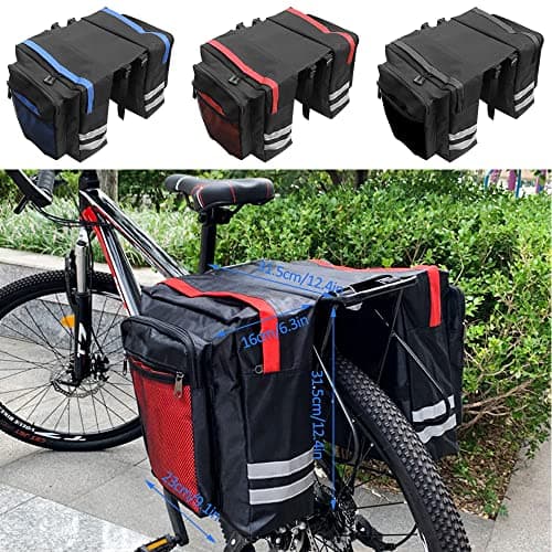 Tyuodna 30L Waterproof Bike Pannier Bag, Double Rear Pannier Bags with Reflective Stripe, for Commute, Travel and Picnic (Red) — view 5