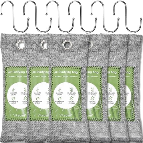 6 Pack Bamboo Charcoal Air Purifier Bags Odor Absorber Odor Absorber Natural Car Air Freshener Odor Eliminators for Home Pets