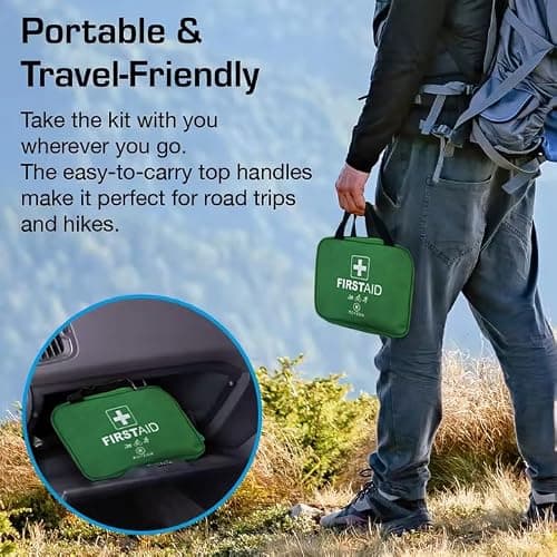 160 Piece First Aid Kit for Home, Car, Travel & Workplace – Portable Emergency Medical Kit with Bandages, Plasters, Gauze, Gloves & Scissors – Compact Safety Kit for Camping, Hiking & Family Use — view 4