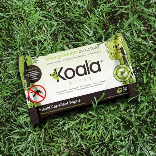 Koala Wipes - Insect Repellent Wipes - 30 Pack - Biodegradable Wipes to Discourage Insect Bites and Stings - Perfect for Hiking, Camping, Travelling and Other Outdoor Adventures - 15x20cm — view 2