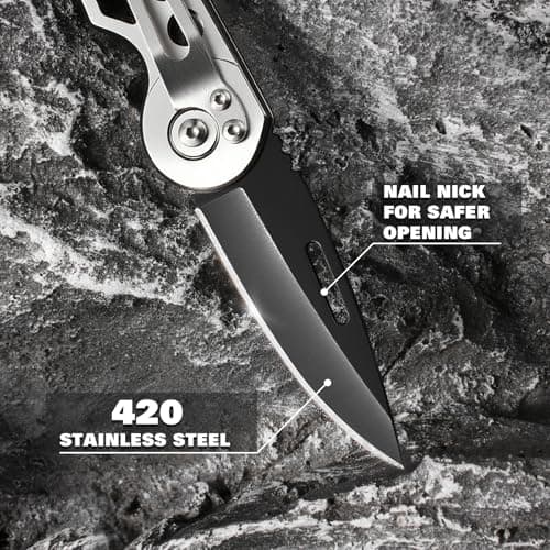 DRACHENADER 2-Piece Folding Pocket Knife Set W33-Y+H, UK Legal Non-Locking Knives with 2.40" Blade, Stainless Steel Silver, Black Mini Knives for Package Opening, Two-Hand Opening Non-Assisted Knife — view 5