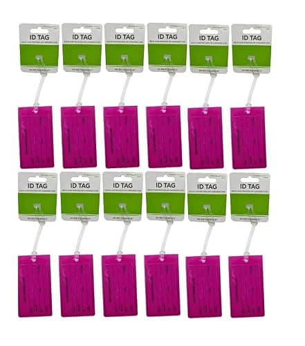 (12-Pack) Travel Smart Luggage Tags, Durable Jelly Travel ID Tags with Identification Cards for Suitcases, Backpacks, Gym Bags, Bold Neon Bag Identifiers for Airport Carousel, Bold Magenta