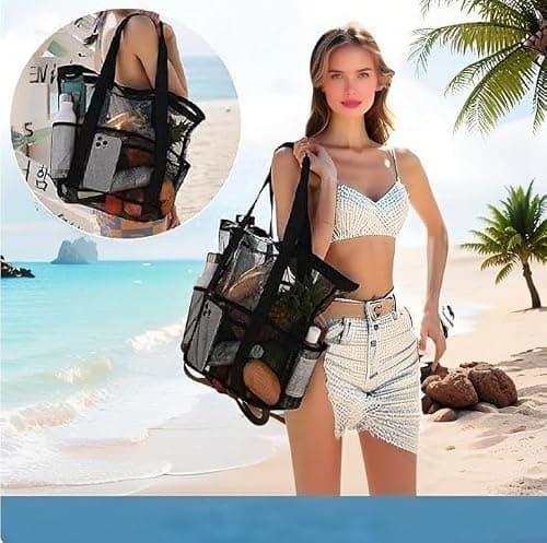 Large Beach Bag Travel Wash Bag Fitness Swimming Mesh Storage Bag — view 6