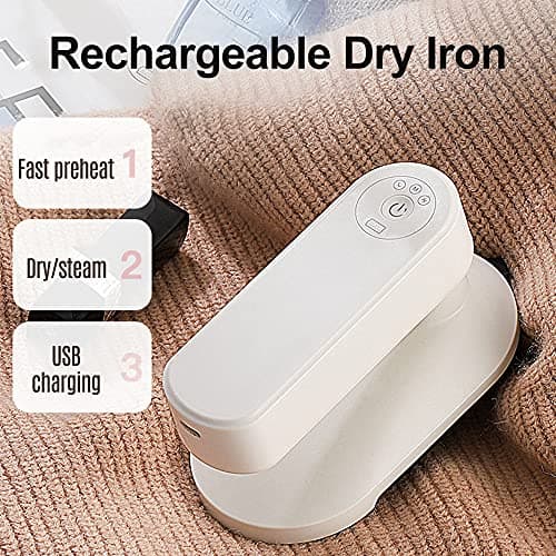 Portable Cordless Iron Rechargeable 30 Second Fast Heating Touch Up Ironing for Home Travel White ABS Aluminum 141 x 71 x 71 mm 1 Unit — view 6