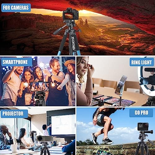 ZOMEI 188cm/74" Aluminum Extra-high Lightweight Travel Camera Tripod Blue — view 3