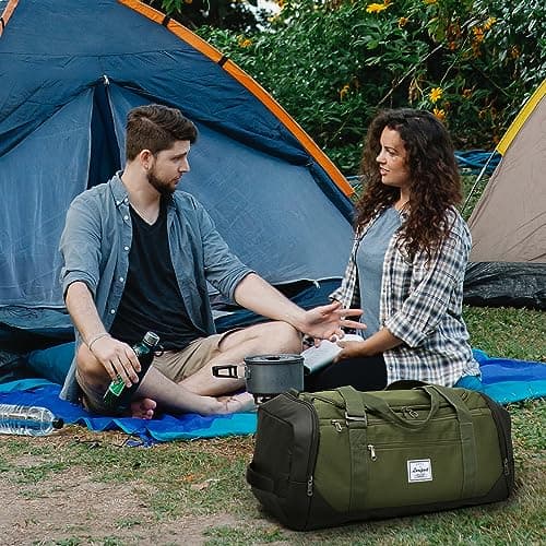 Laripwit Sports Gym Bag for Men, 40L Travel Duffle Bag with Shoe Compartment & Wet Pocket, Lightweight Duffel Bag Backpack Multipurpose Weekend Overnight Sports Holdall for Women, Green — view 6